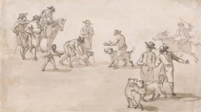 Group of Figures: A Dogfight by Paul Sandby
